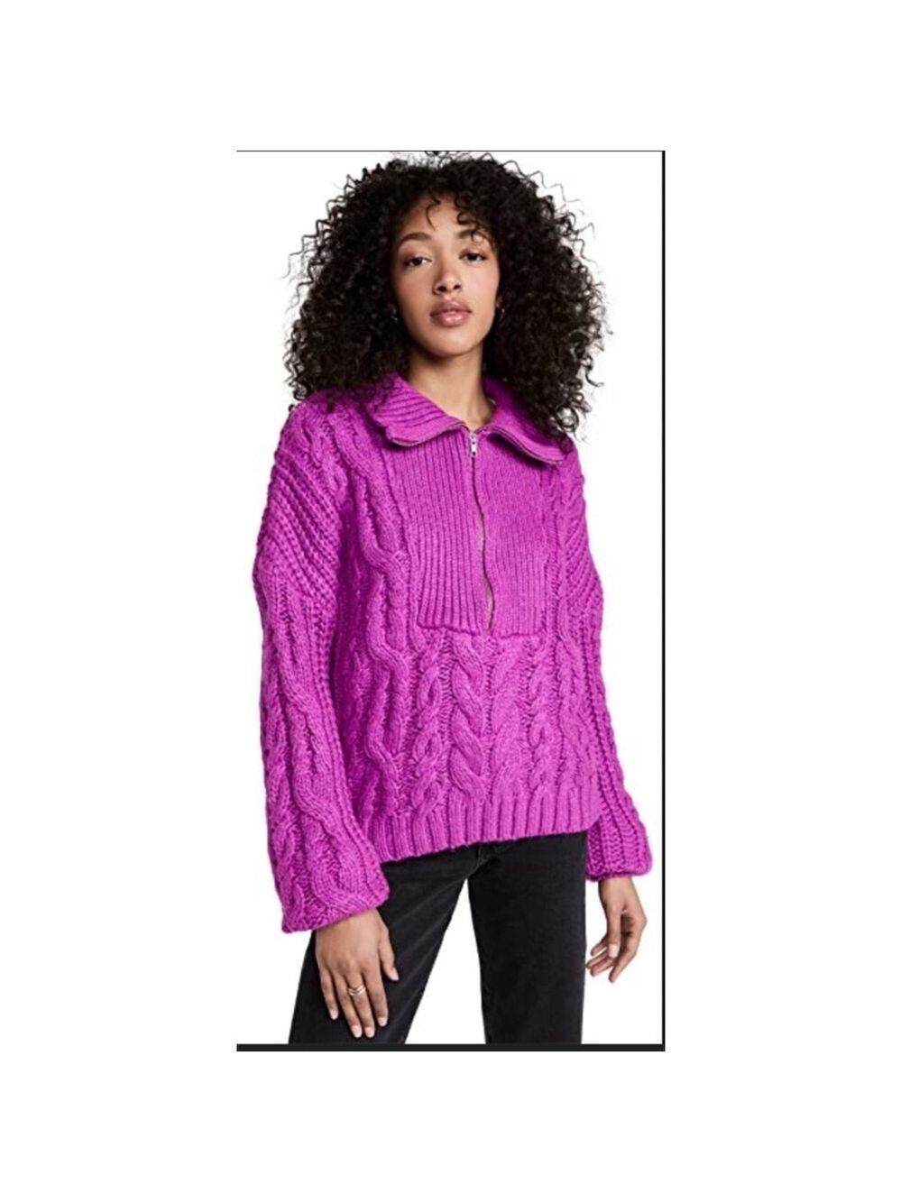 Women's For Love & Lemons Purple Cable Knit Sweater XXS